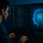 Profissional imerso em dados de Inteligência Artificial